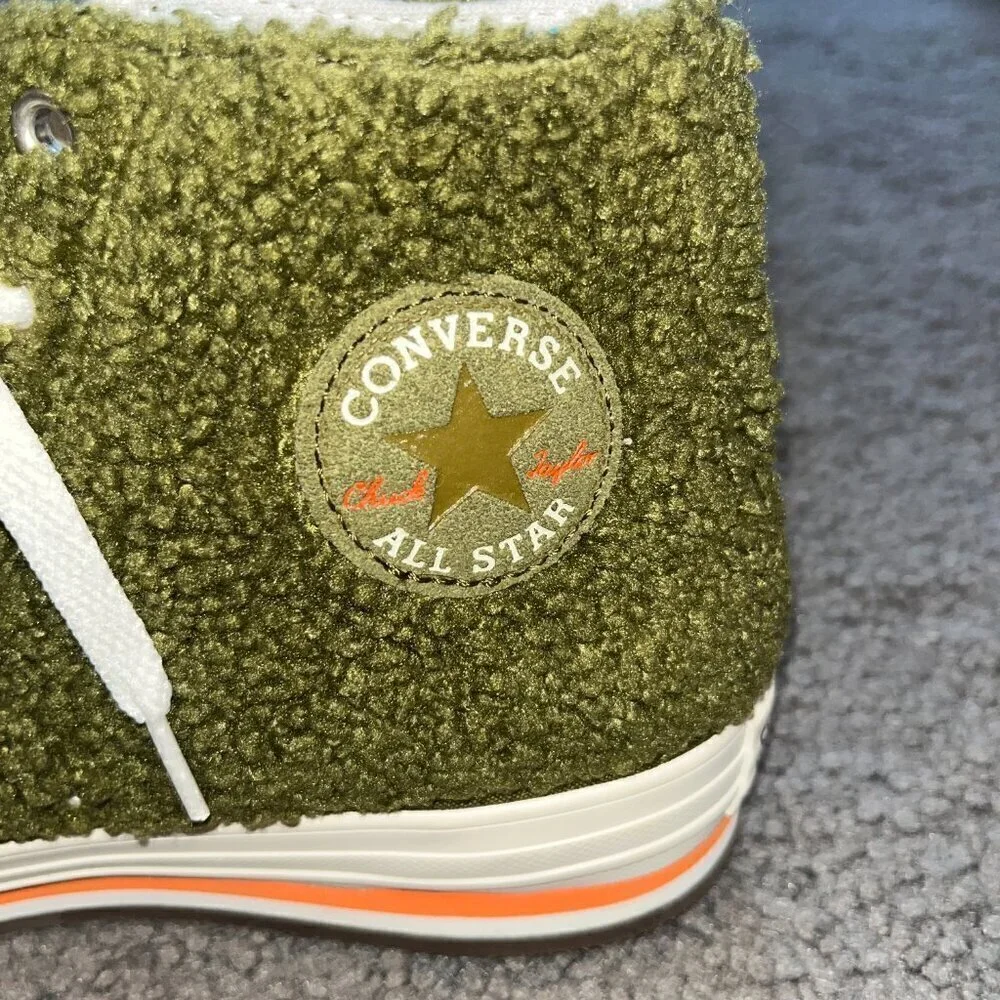 Converse Chuck Taylor Sherpa Eva Lift Platform Hi Moss Sneaker Women's 6 Youth 4